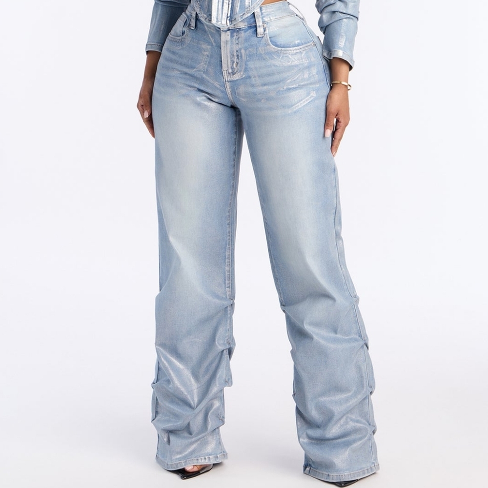 Foil Stacked Slim Jeans - Light Wash (7)